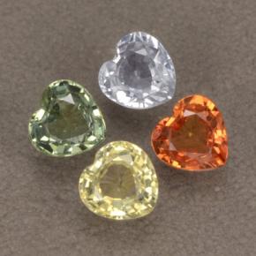 1.32캐럿 천연 멀티컬러 사파이어 보석, 하트 모양, 4.1×4.1 mm, VVS-VS