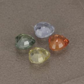 1.32캐럿 천연 멀티컬러 사파이어 보석, 하트 모양, 4.1×4.1 mm, VVS-VS