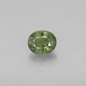 0.94캐럿 천연 그린 사파이어, 타원형 컷, 6.1×5.1 mm, VS