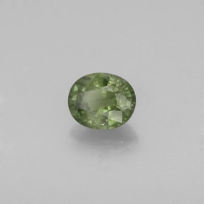 0.94캐럿 천연 그린 사파이어, 타원형 컷, 6.1×5.1 mm, VS