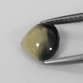 1.75캐럿 천연 바이컬러 사파이어, 배 모양, 8×6.9 mm, 불투명체