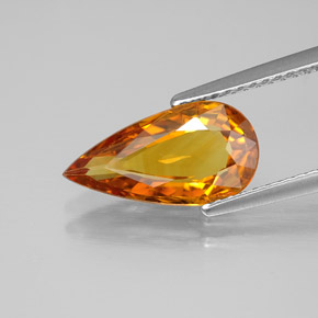 2.61캐럿 천연 옐로우 오렌지 사파이어, 배 모양, 13.1×6.8 mm, VVS-VS