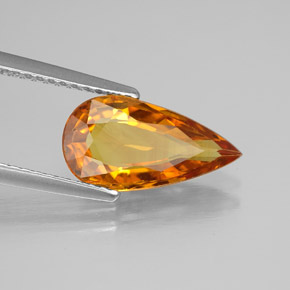 2.61캐럿 천연 옐로우 오렌지 사파이어, 배 모양, 13.1×6.8 mm, VVS-VS
