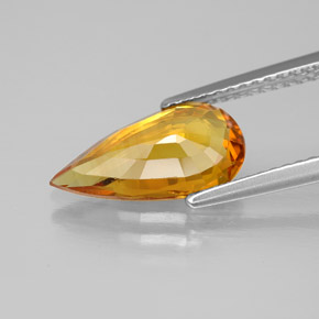 2.61캐럿 천연 옐로우 오렌지 사파이어, 배 모양, 13.1×6.8 mm, VVS-VS