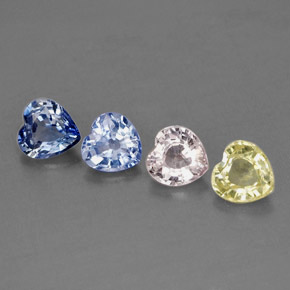 캐럿 천연 멀티컬러 사파이어 보석, 하트 모양, 4.3×4.3 mm, VVS