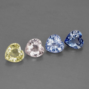 캐럿 천연 멀티컬러 사파이어 보석, 하트 모양, 4.3×4.3 mm, VVS