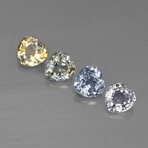 1.31캐럿 천연 멀티컬러 사파이어 보석, 하트 모양, 4×4 mm, VVS-VS