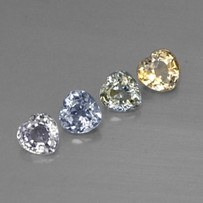 1.31캐럿 천연 멀티컬러 사파이어 보석, 하트 모양, 4×4 mm, VVS-VS