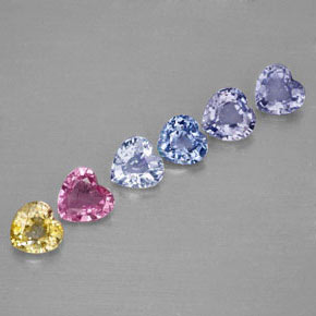 캐럿 천연 멀티컬러 사파이어 보석, 하트 모양, 4.5×4.4 mm, VVS-VS