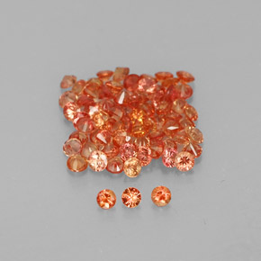 캐럿 천연 오렌지 사파이어 보석, 라운드 컷, 1.39 mm, VVS-VS