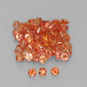캐럿 천연 오렌지 사파이어 보석, 라운드 컷, 1.39 mm, VVS-VS