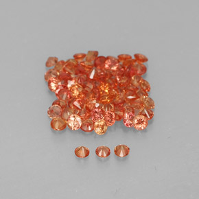 캐럿 천연 오렌지 사파이어 보석, 라운드 컷, 1.39 mm, VVS-VS