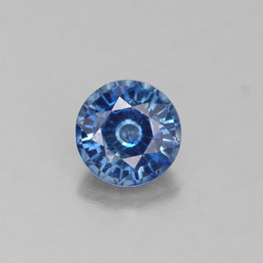 0.60캐럿 천연 블루 사파이어, 라운드 컷, 4.87 mm, VS