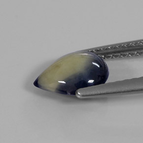 1.31캐럿 천연 바이컬러 사파이어, 배 모양, 8×6.4 mm, 불투명체