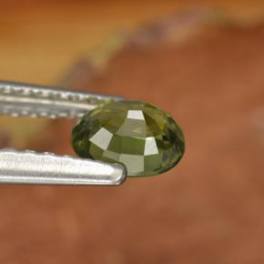0.52캐럿 천연 그린 사파이어, 타원형 컷, 5.1×4.2 mm, VVS-VS