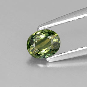 0.51캐럿 천연 노란빛 그린 사파이어, 타원형 컷, 5.2×4.3 mm, VS