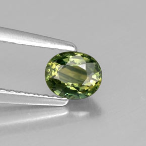 0.51캐럿 천연 노란빛 그린 사파이어, 타원형 컷, 5.2×4.3 mm, VS