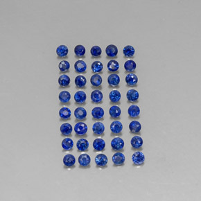 캐럿 천연 딥 블루 사파이어 보석, 라운드 컷, 1.66 mm, VS