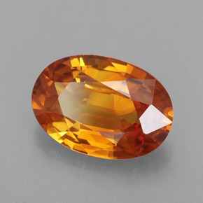 2.49캐럿 천연 옐로우 오렌지 사파이어, 타원형 컷, 10.1×7.1 mm, VVS-VS