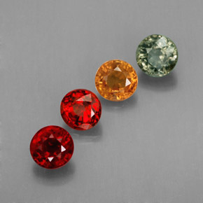 캐럿 천연 멀티컬러 사파이어 보석, 라운드 컷, 4.79 mm, VVS-VS