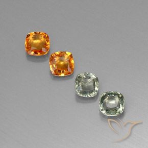1.57캐럿 천연 멀티컬러 사파이어 보석, 쿠션 컷, 4.2×4.1 mm, VVS-VS