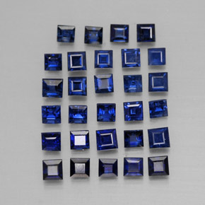 캐럿 천연 딥 블루 사파이어 보석, 스퀘어, 2×1.9 mm, VVS-VS