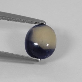 1.58캐럿 천연 바이컬러 사파이어, 타원형 컷, 7.6×6.6 mm, 불투명체