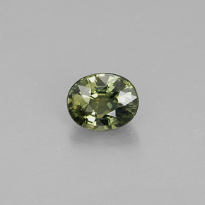 0.56캐럿 천연 그린 사파이어, 타원형 컷, 5.2×4.2 mm, VVS-VS