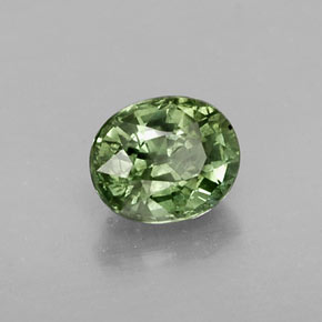 0.64캐럿 천연 그린 사파이어, 타원형 컷, 5.1×4.3 mm, SI