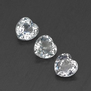 캐럿 천연 연한 푸르스름한 화이트 사파이어 보석, 하트 모양, 4.2×4.1 mm, VVS