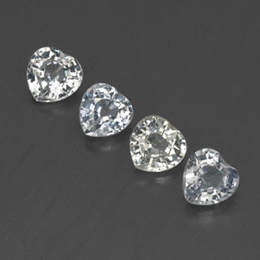캐럿 천연 연한 푸르스름한 화이트 사파이어 보석, 하트 모양, 4.2×4.1 mm, VVS-VS