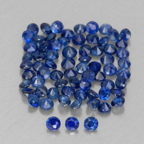 캐럿 천연 딥 블루 사파이어 보석, 라운드 컷, 1.41 mm, VVS-VS