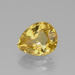 1.85캐럿 천연 골든 옐로우 사파이어, 배 모양, 8.3×6.7 mm, VS