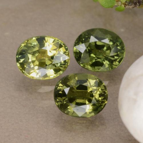 1.76캐럿 천연 따뜻한 녹색 사파이어 보석, 타원형 컷, 5.1×4.2 mm, VVS