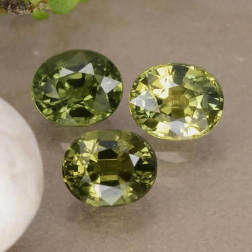 1.76캐럿 천연 따뜻한 녹색 사파이어 보석, 타원형 컷, 5.1×4.2 mm, VVS