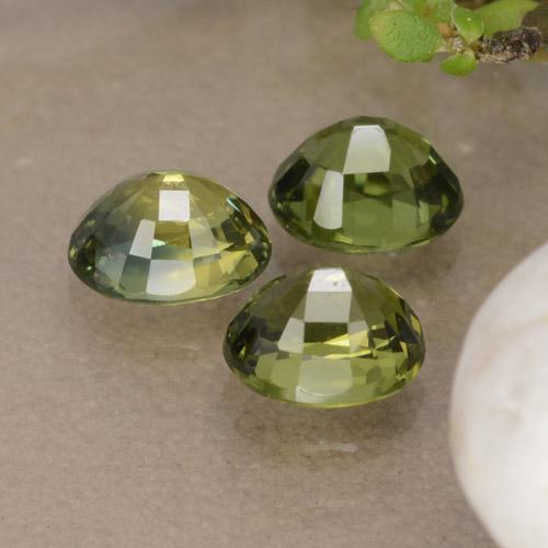 1.76캐럿 천연 따뜻한 녹색 사파이어 보석, 타원형 컷, 5.1×4.2 mm, VVS