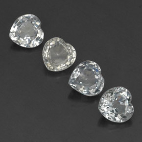 캐럿 천연 화이트 사파이어 보석, 하트 모양, 4.6×4.6 mm, VVS