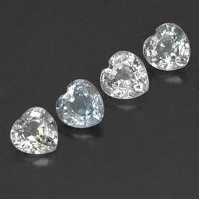 1.23캐럿 천연 푸르스름한 화이트 사파이어 보석, 하트 모양, 4×3.9 mm, VVS-VS