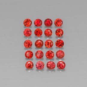 캐럿 천연 레드 오렌지 사파이어 보석, 라운드 컷, 2.74 mm, VVS-VS