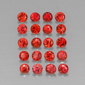 캐럿 천연 레드 오렌지 사파이어 보석, 라운드 컷, 2.74 mm, VVS-VS