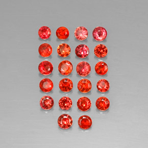 캐럿 천연 레드 오렌지 사파이어 보석, 라운드 컷, 2.46 mm, VVS-VS
