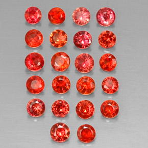캐럿 천연 레드 오렌지 사파이어 보석, 라운드 컷, 2.46 mm, VVS-VS