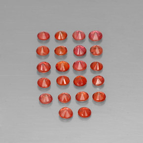 캐럿 천연 레드 오렌지 사파이어 보석, 라운드 컷, 2.46 mm, VVS-VS