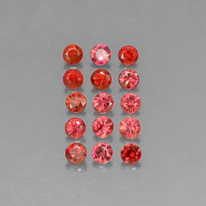 캐럿 천연 레드 오렌지 사파이어 보석, 라운드 컷, 2.69 mm, VVS-VS
