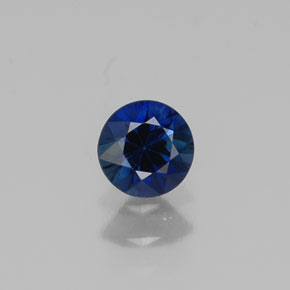 0.37캐럿 천연 딥 블루 사파이어, 라운드 컷, 4.29 mm, VVS