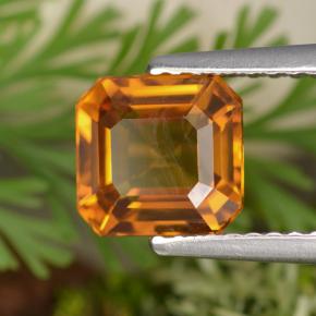 2.08캐럿 천연 옐로우 오렌지 사파이어, 에메랄드 컷, 6.9×6.6 mm, VS-SI