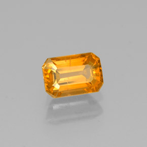 0.93캐럿 천연 골든 옐로우 사파이어, 에메랄드 컷, 6.3×4.2 mm, SI