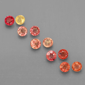 캐럿 천연 멀티컬러 사파이어 보석, 라운드 컷, 2.76 mm, VVS-VS