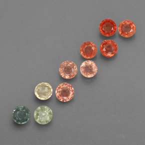 캐럿 천연 멀티컬러 사파이어 보석, 라운드 컷, 2.70 mm, VVS-VS