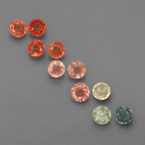 캐럿 천연 멀티컬러 사파이어 보석, 라운드 컷, 2.70 mm, VVS-VS